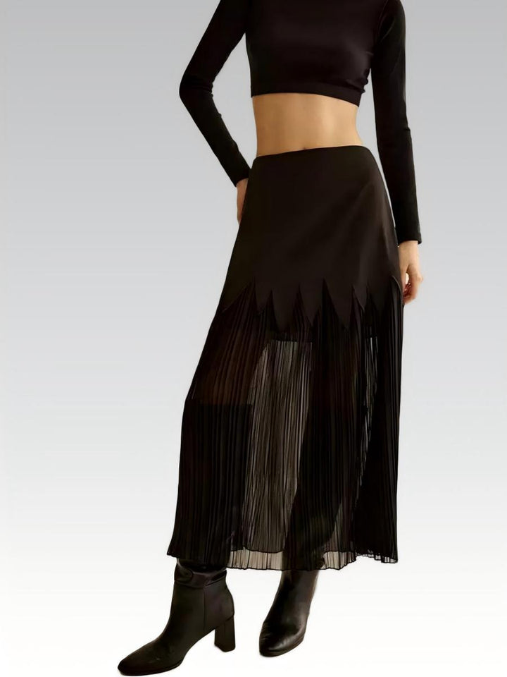 Lace Panel Jersey Skirt