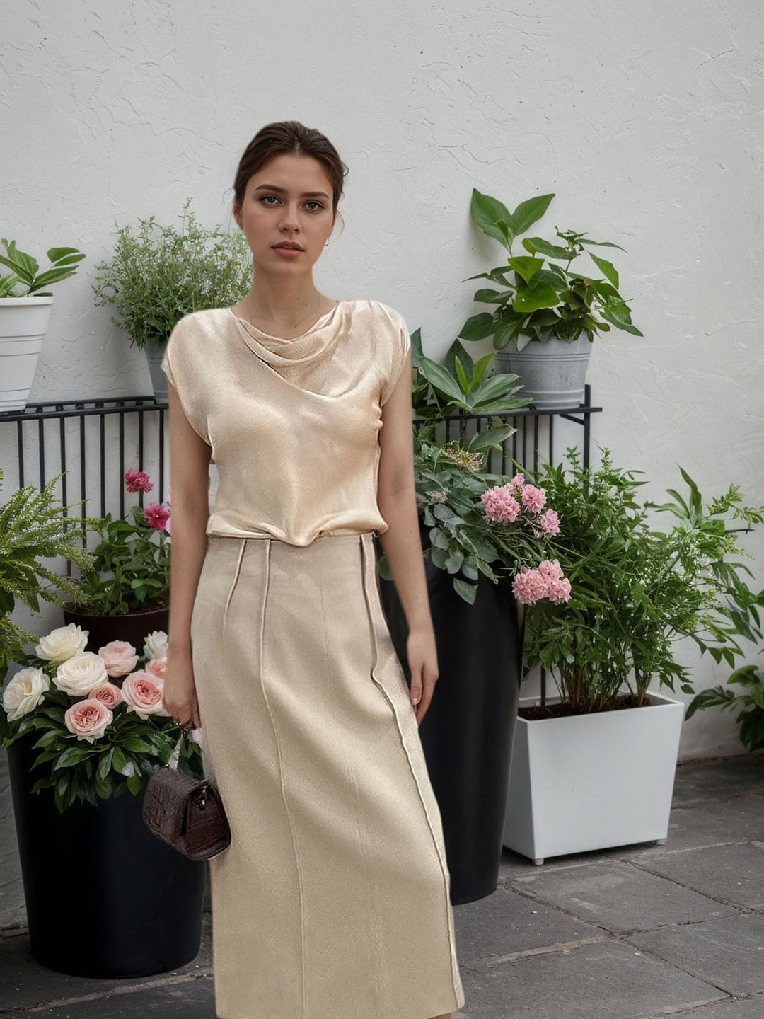 High Waist Midi Straight Slim Skirt