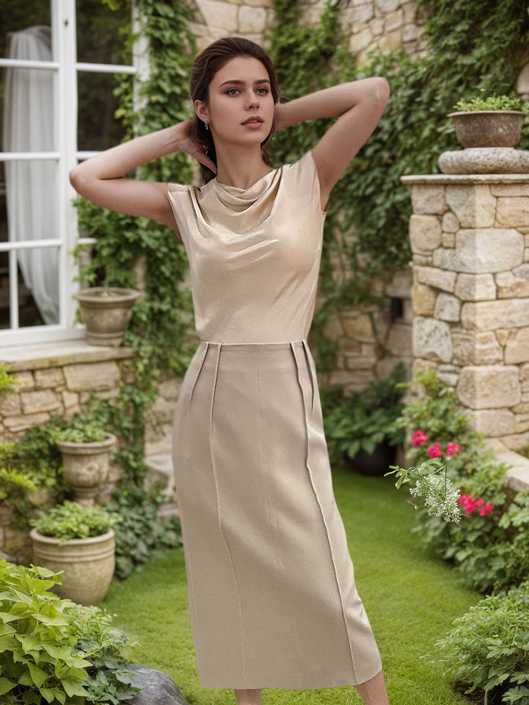 High Waist Midi Straight Slim Skirt
