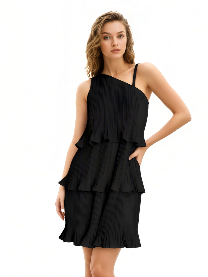 Off Shoulder Ruched Pleated Mini Dress