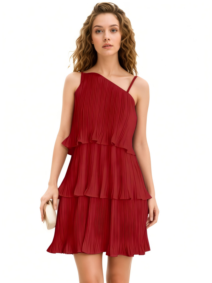 Off Shoulder Ruched Pleated Mini Dress