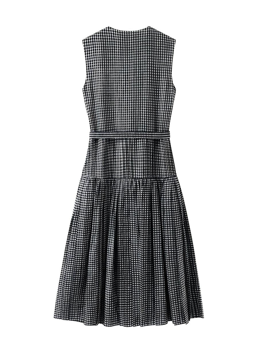 Gingham Belted Sleeveless Dress
