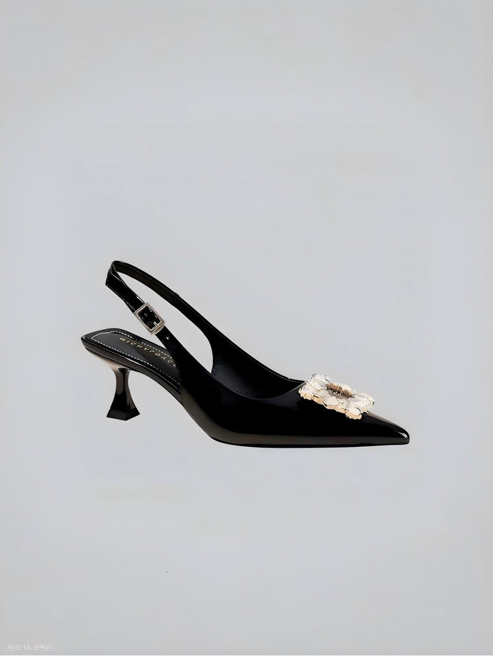 Crystal Square Buckle High Heels Sandals