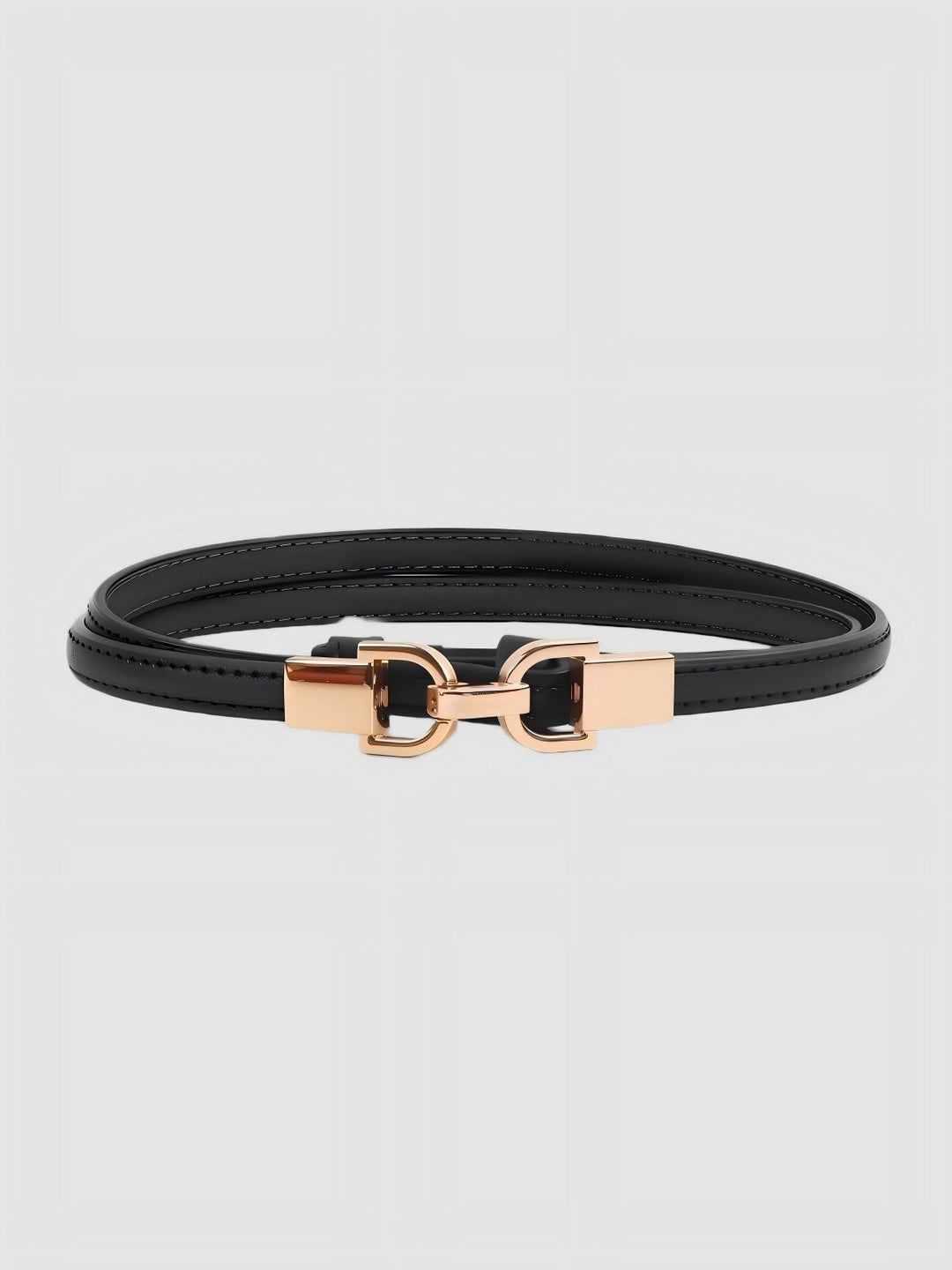 Adjustable leather belt with a metal buckle