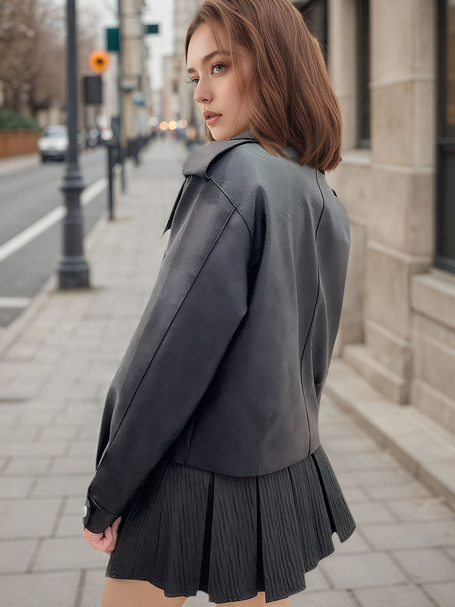 Black Asymmetric Button Short Jacket