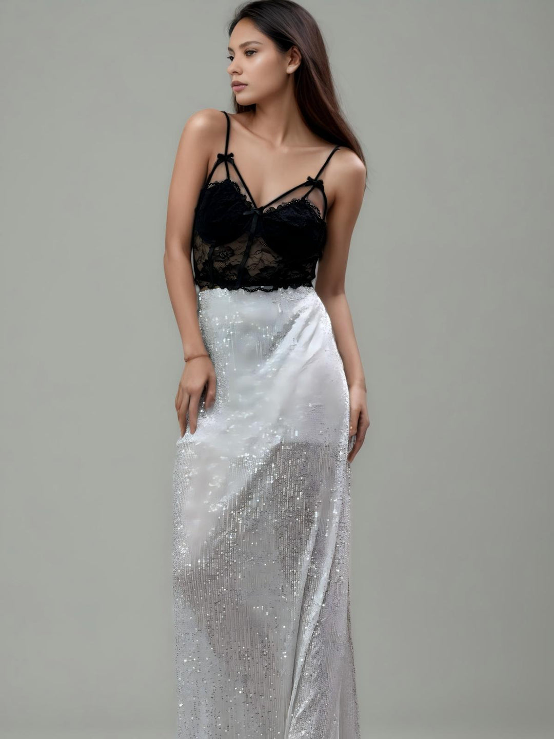 Sequins Decor Maxi Skirt