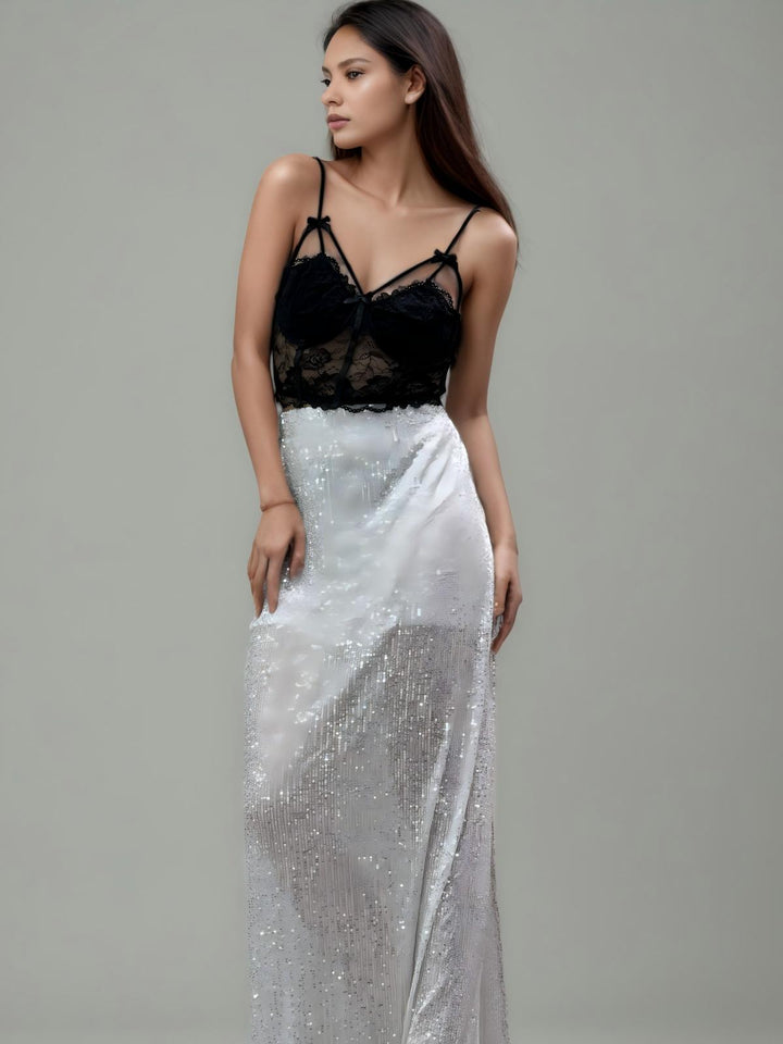 Sequins Decor Maxi Skirt