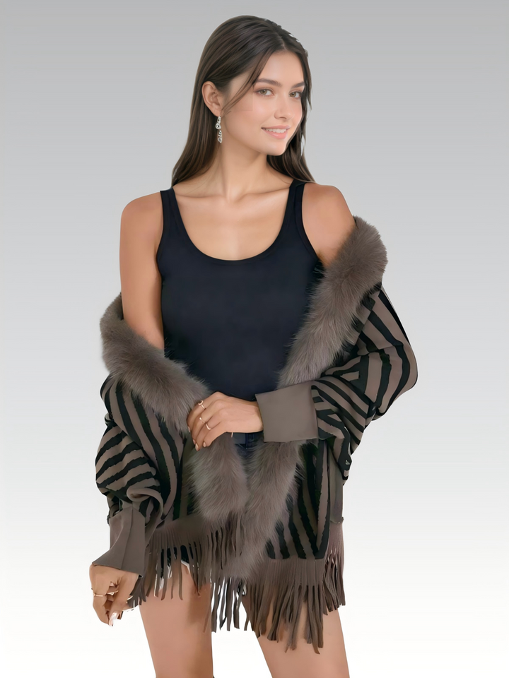 Striped Shawl-Style Cape