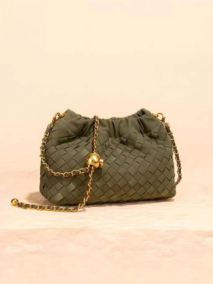 Woven Suede Bag with Adjustable Shoulder Strap
