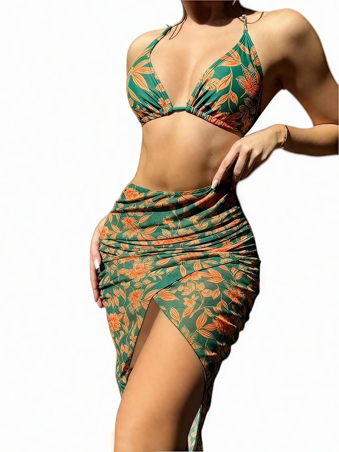 Allover Print Thong Bikini Swimsuit