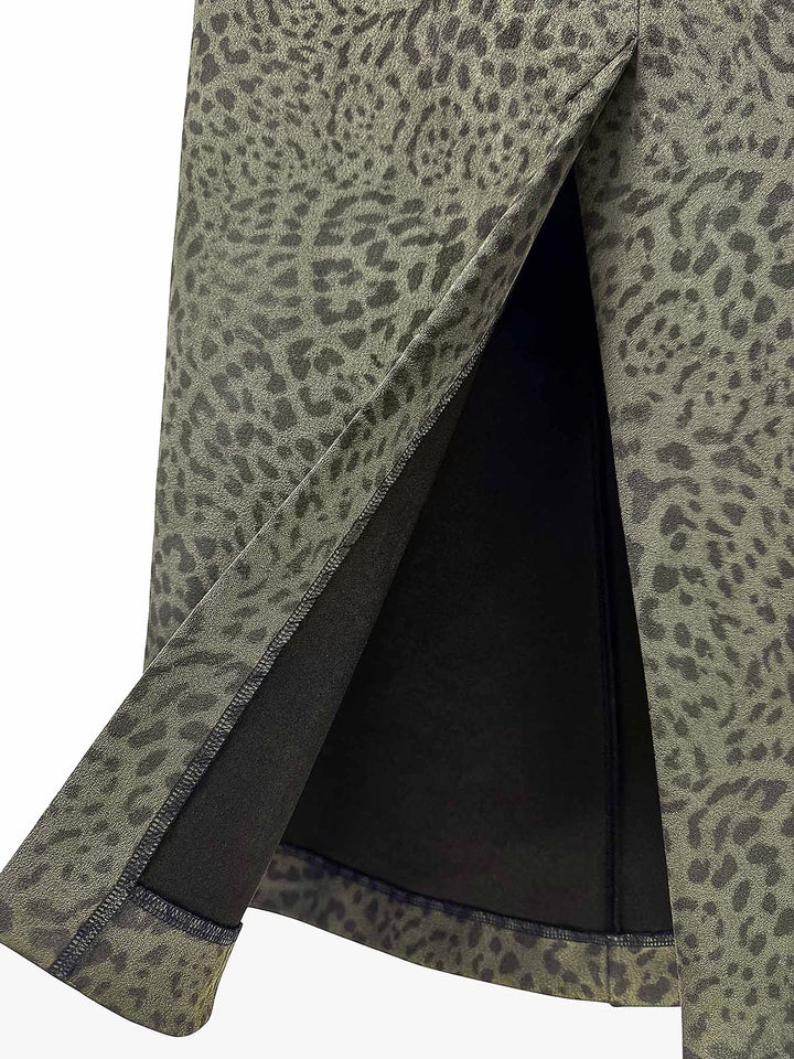 Animal Print Split Skirt