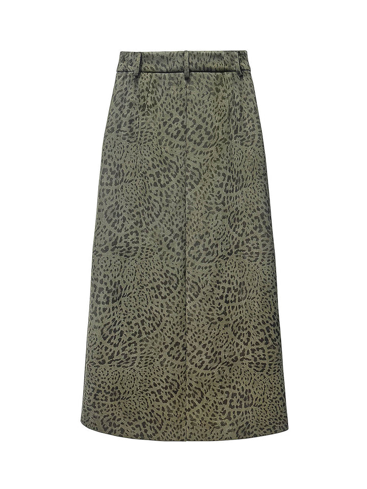 Animal Print Split Skirt