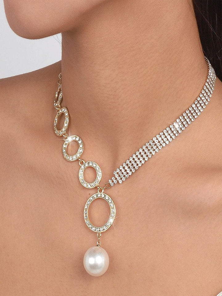 Asymmetric Imitation Pearl Beads Necklace