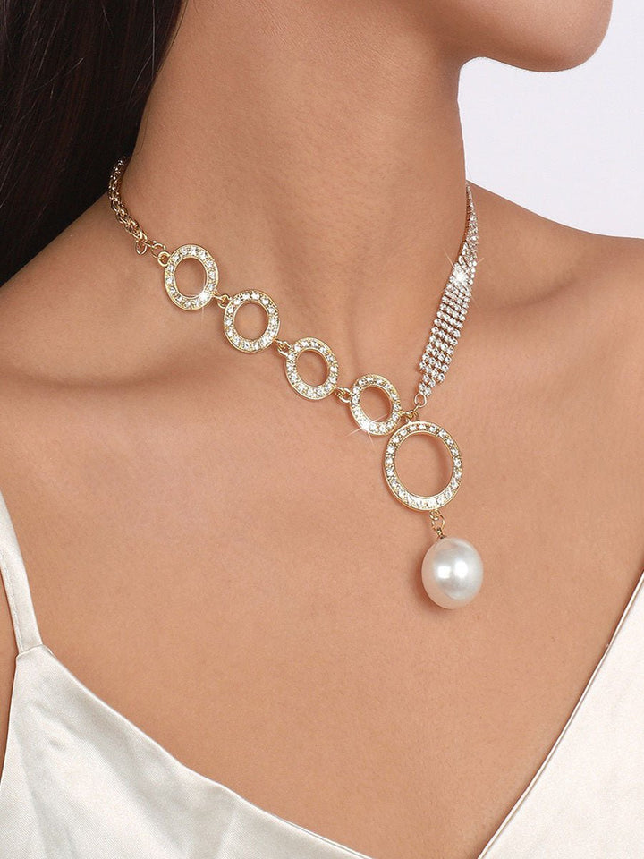 Asymmetric Imitation Pearl Beads Necklace