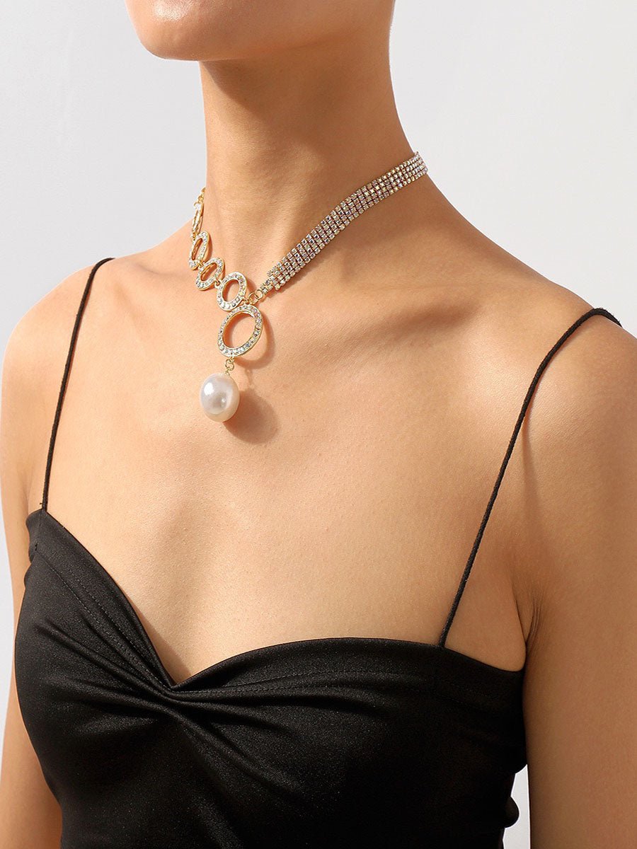 Asymmetric Imitation Pearl Beads Necklace