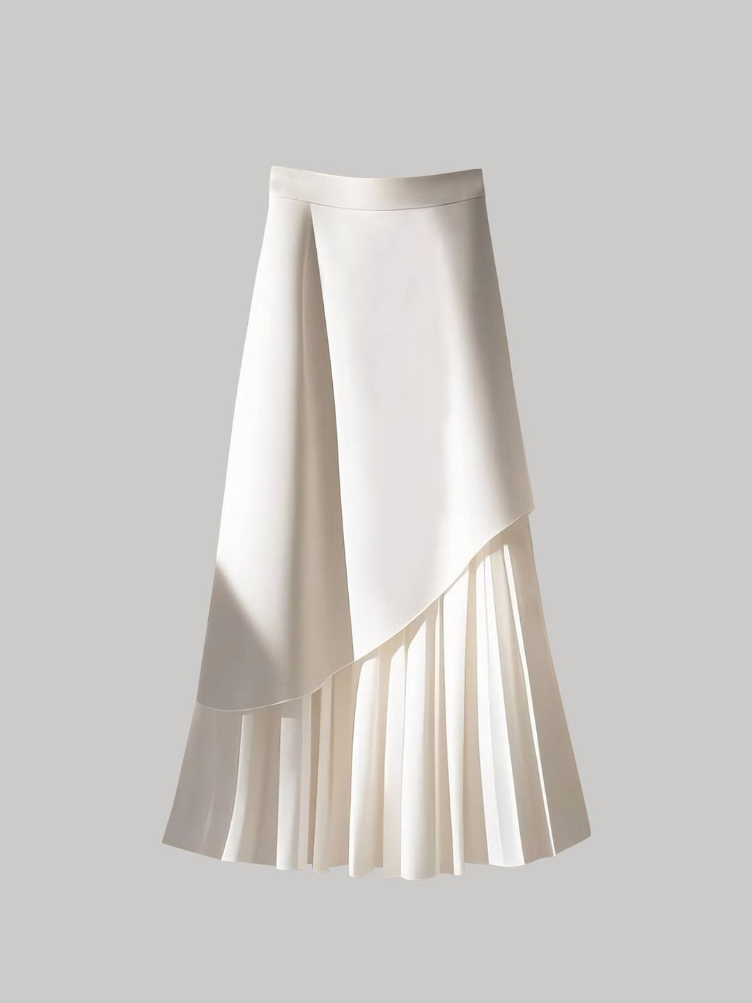 Asymmetric Patchwork Faux Leather Pleated Skirt