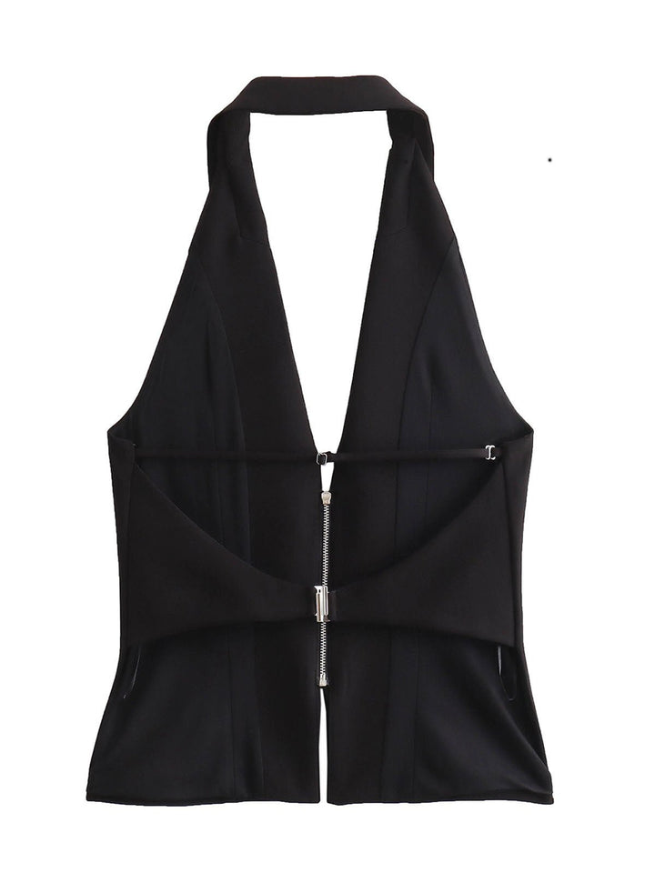 Backless Buckle  Hanging Neck Vest