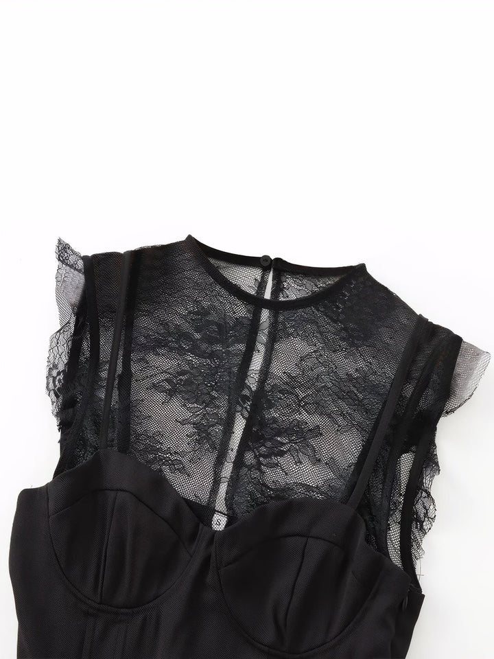 Backless Lace Patchwork Top