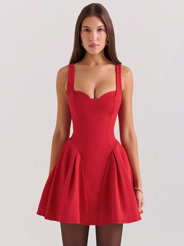 Backless Sleeveless Flared Dress