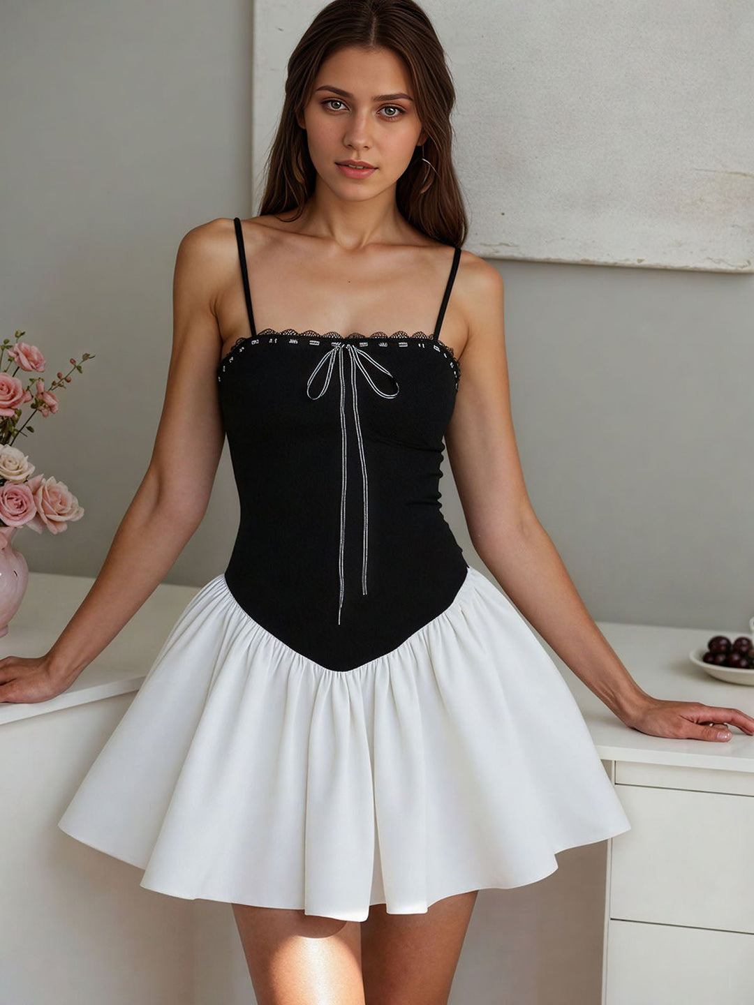 Black White Patchwork Dress