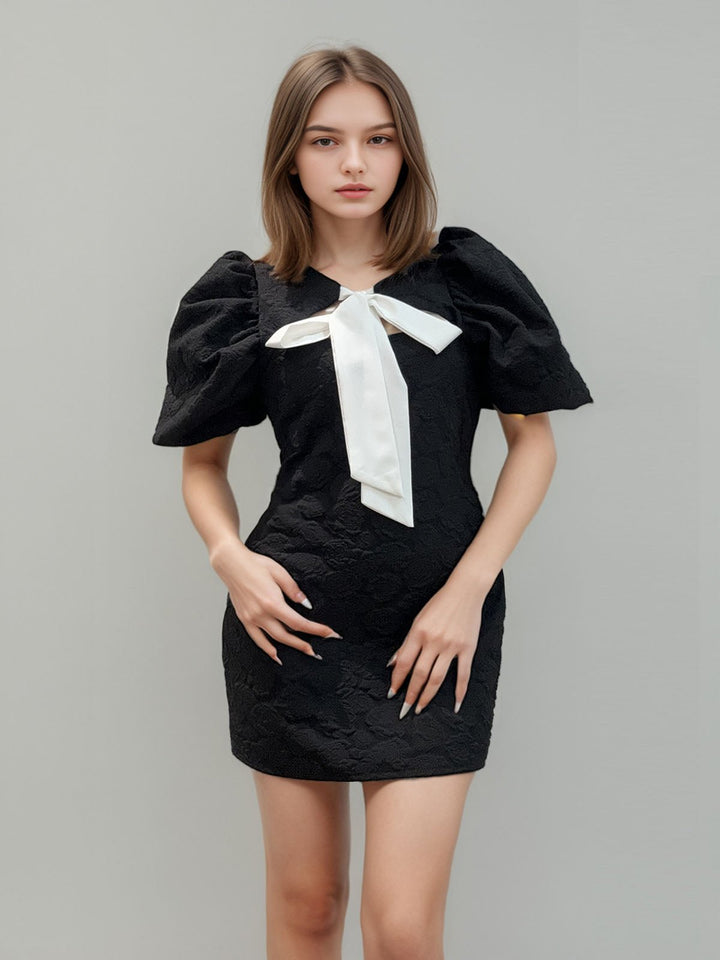 Bow Puff Sleeve Dress