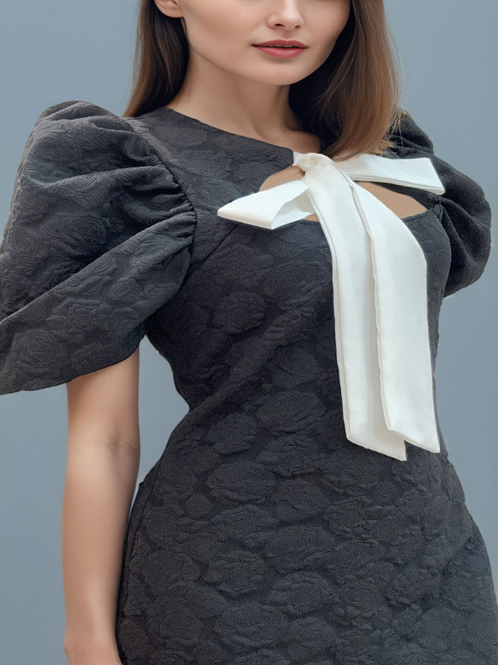 Bow Puff Sleeve Dress