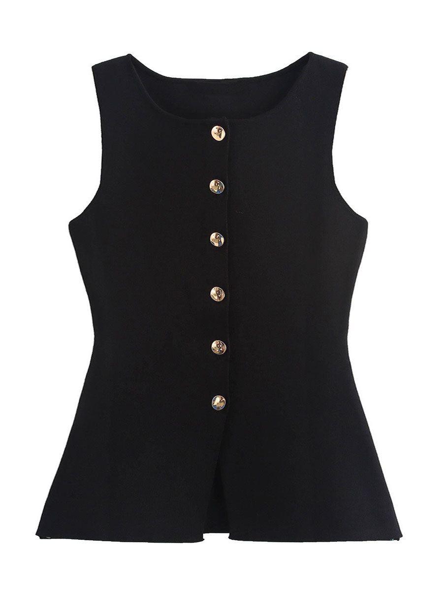 Button Detail Sleeveless Vest