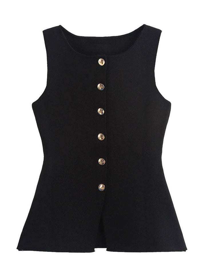 Button Detail Sleeveless Vest
