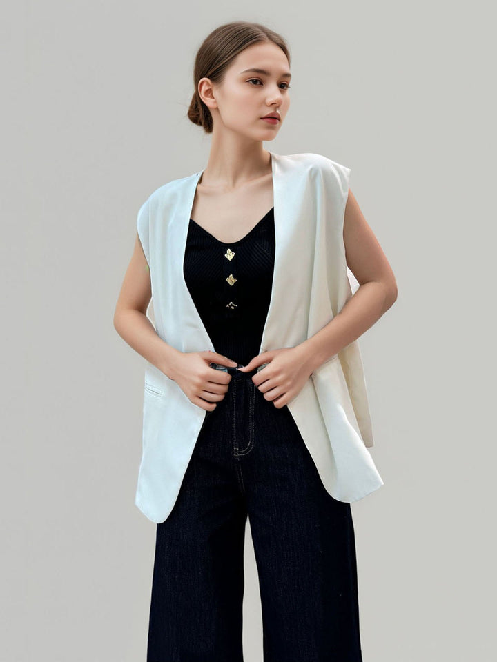 Button Front V-Neck Top