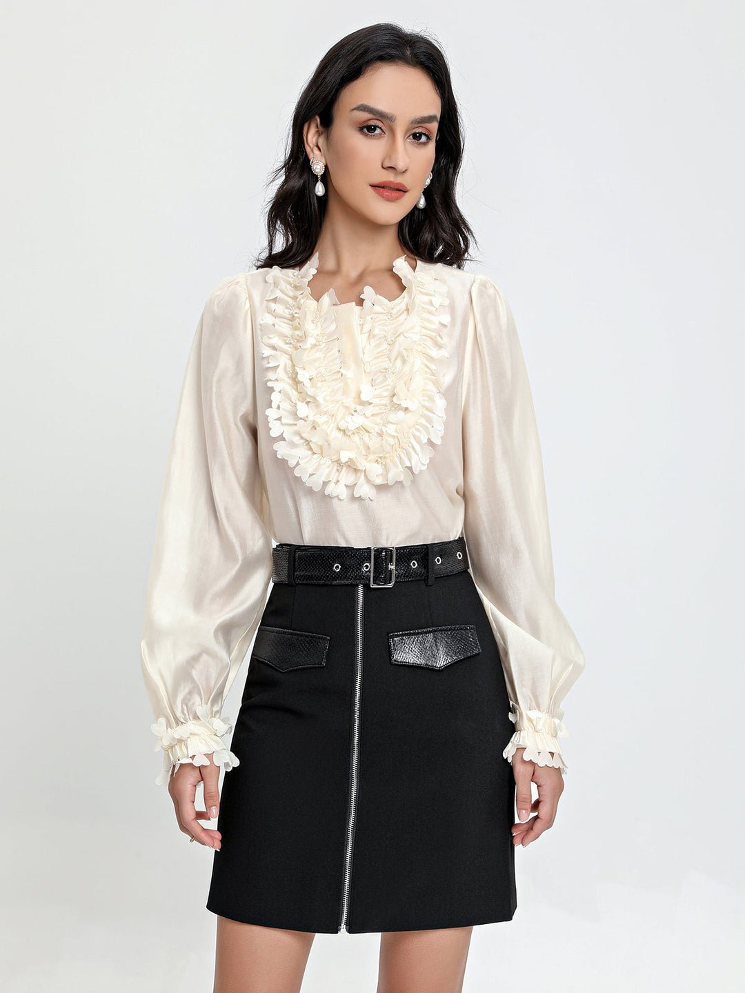 Casual High Waist Skirt With Belt
