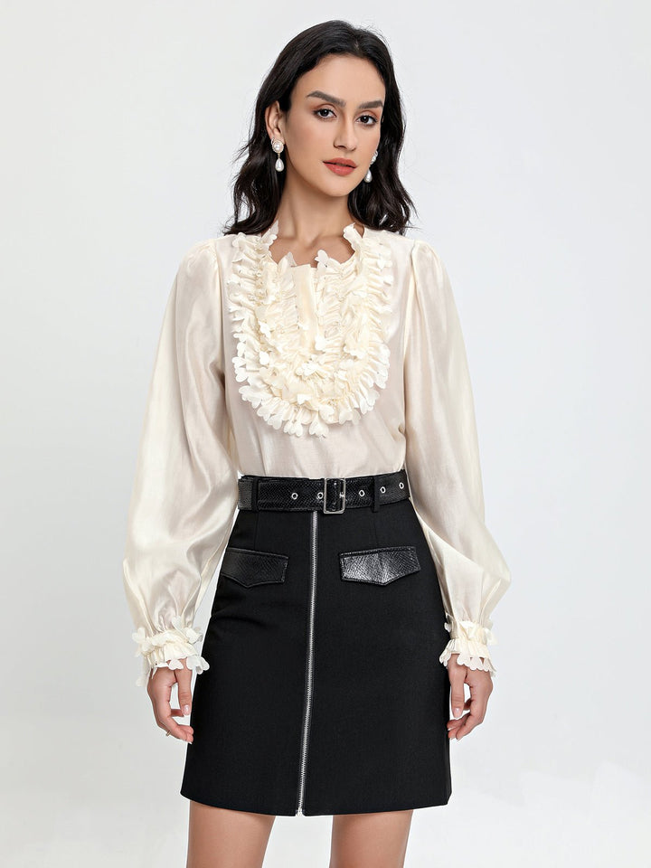 Casual High Waist Skirt With Belt