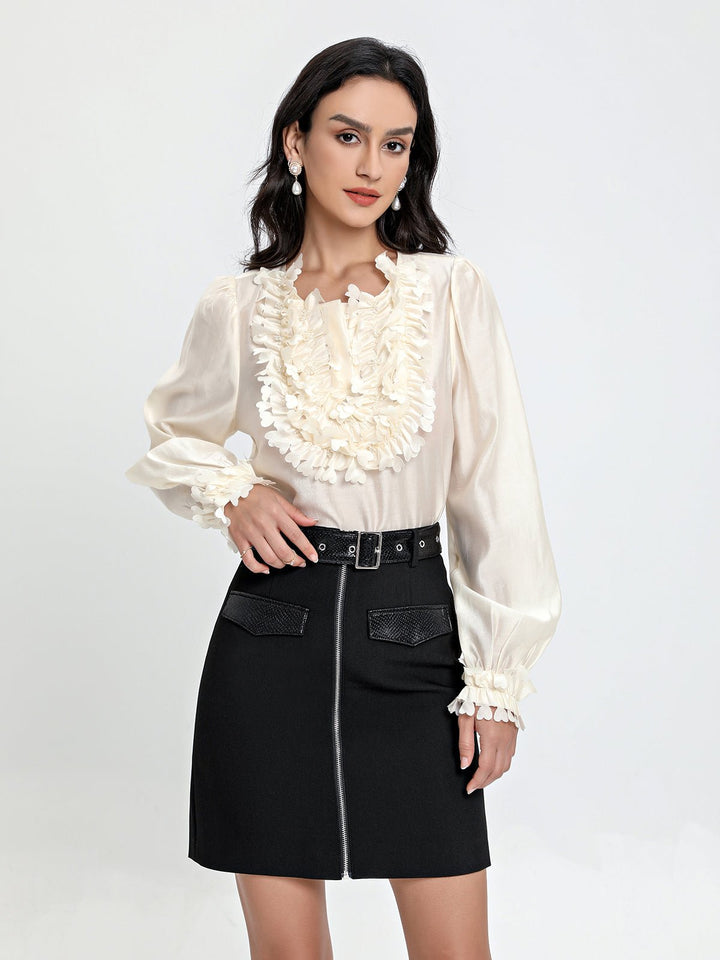 Casual High Waist Skirt With Belt
