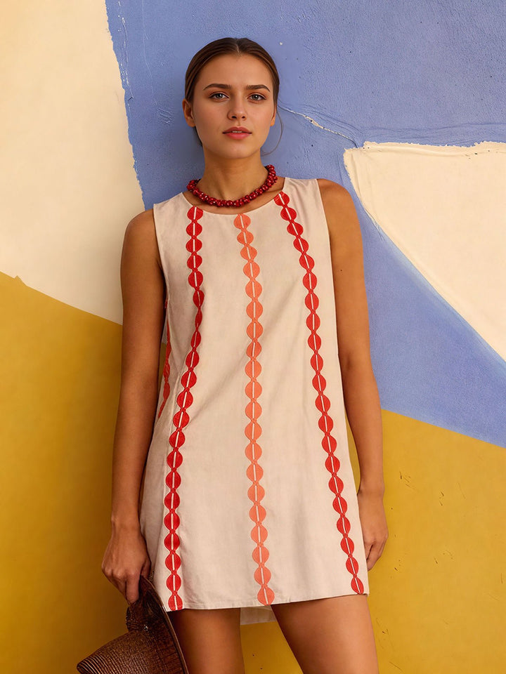 Casual Stripe Printed Short Dress