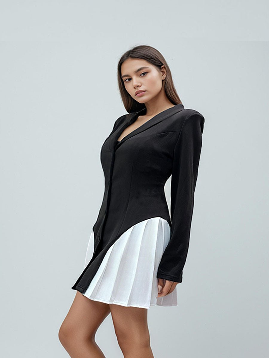 Color Block V-Neck Dress