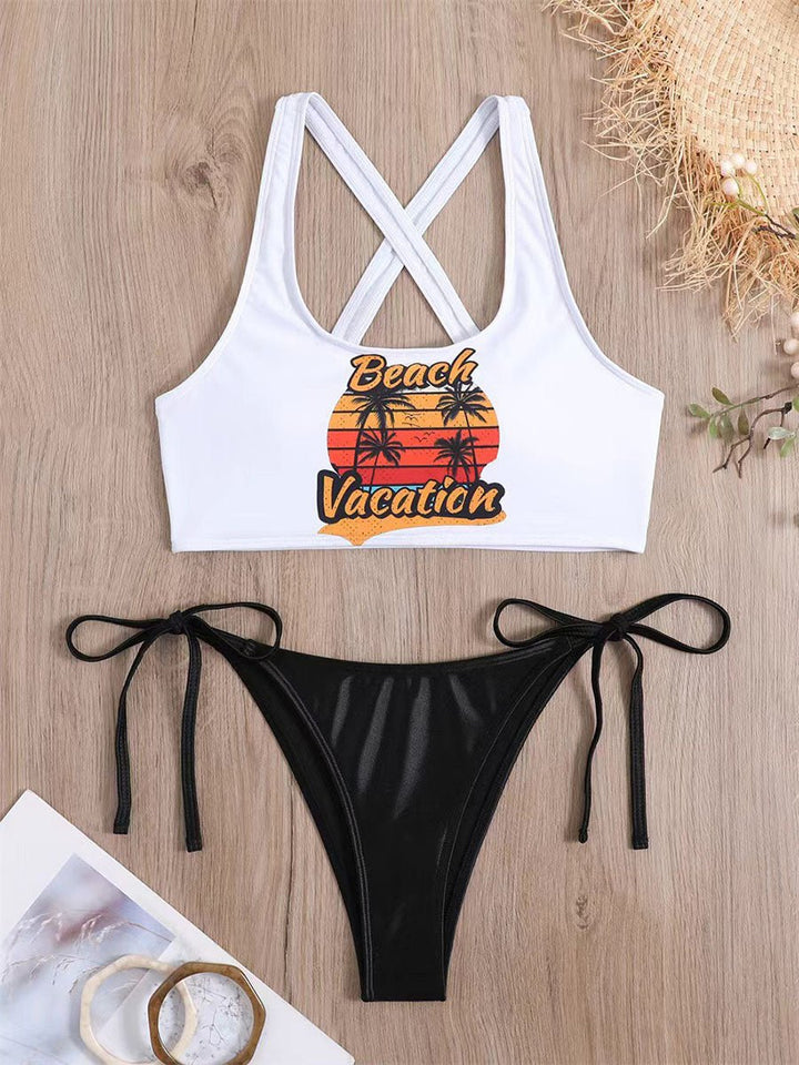 Contrast Two-Tone Bikini Set