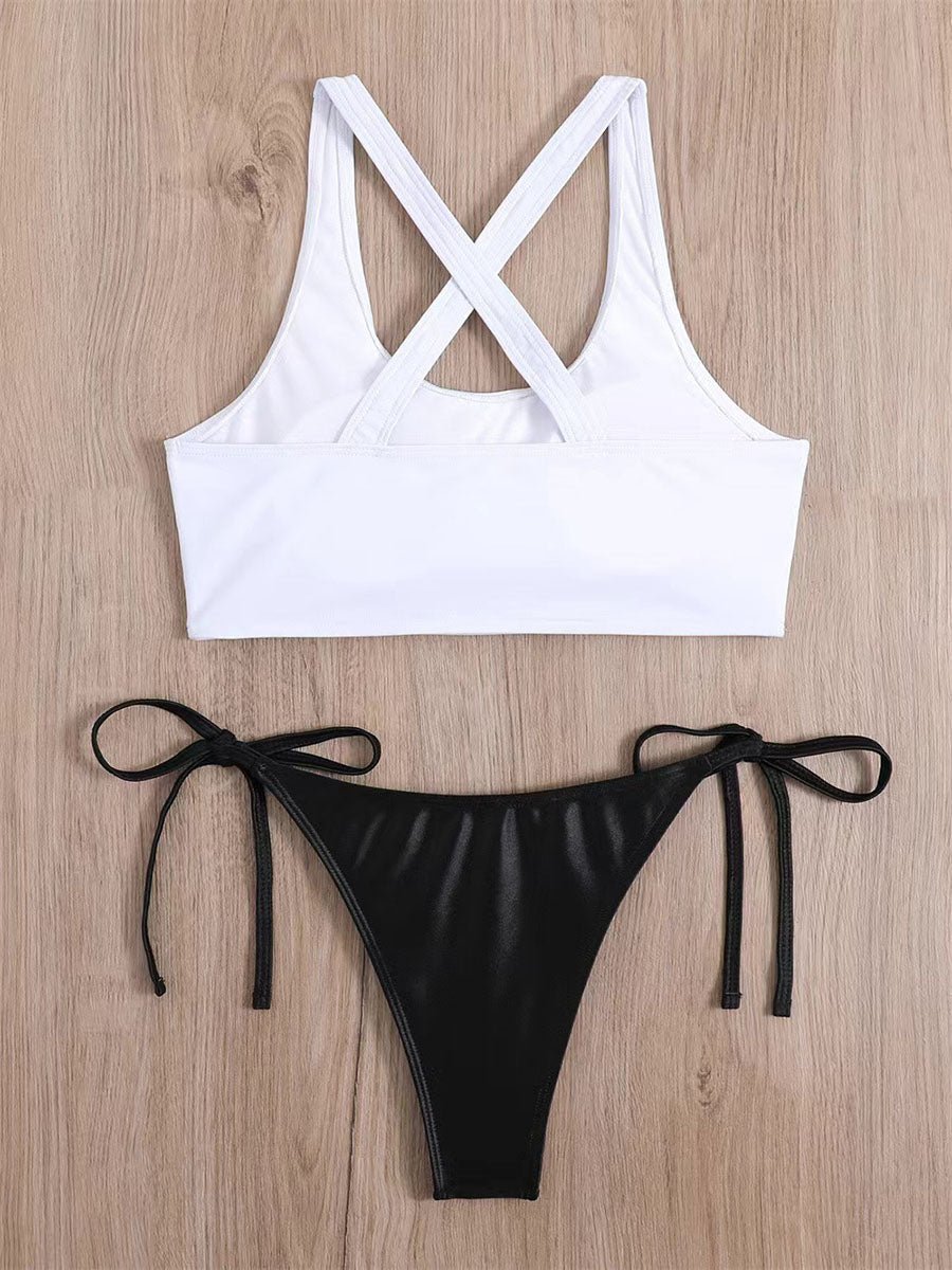 Contrast Two-Tone Bikini Set