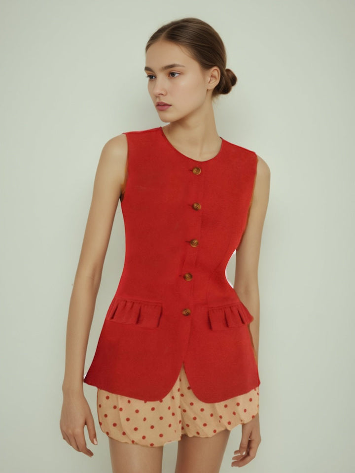 Cotton & Linen Buttoned Vest