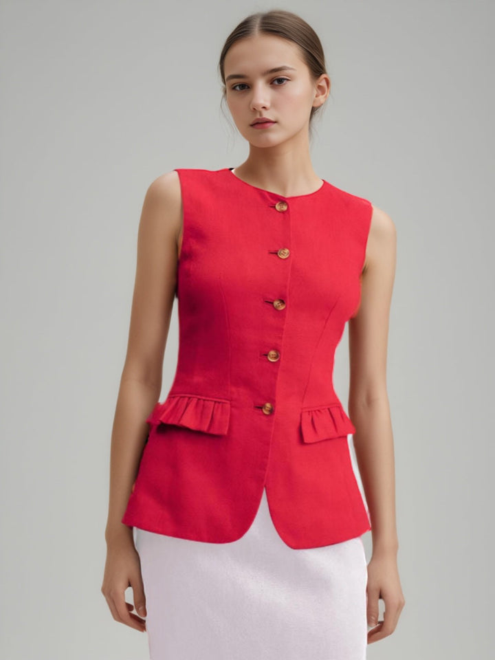 Cotton & Linen Buttoned Vest