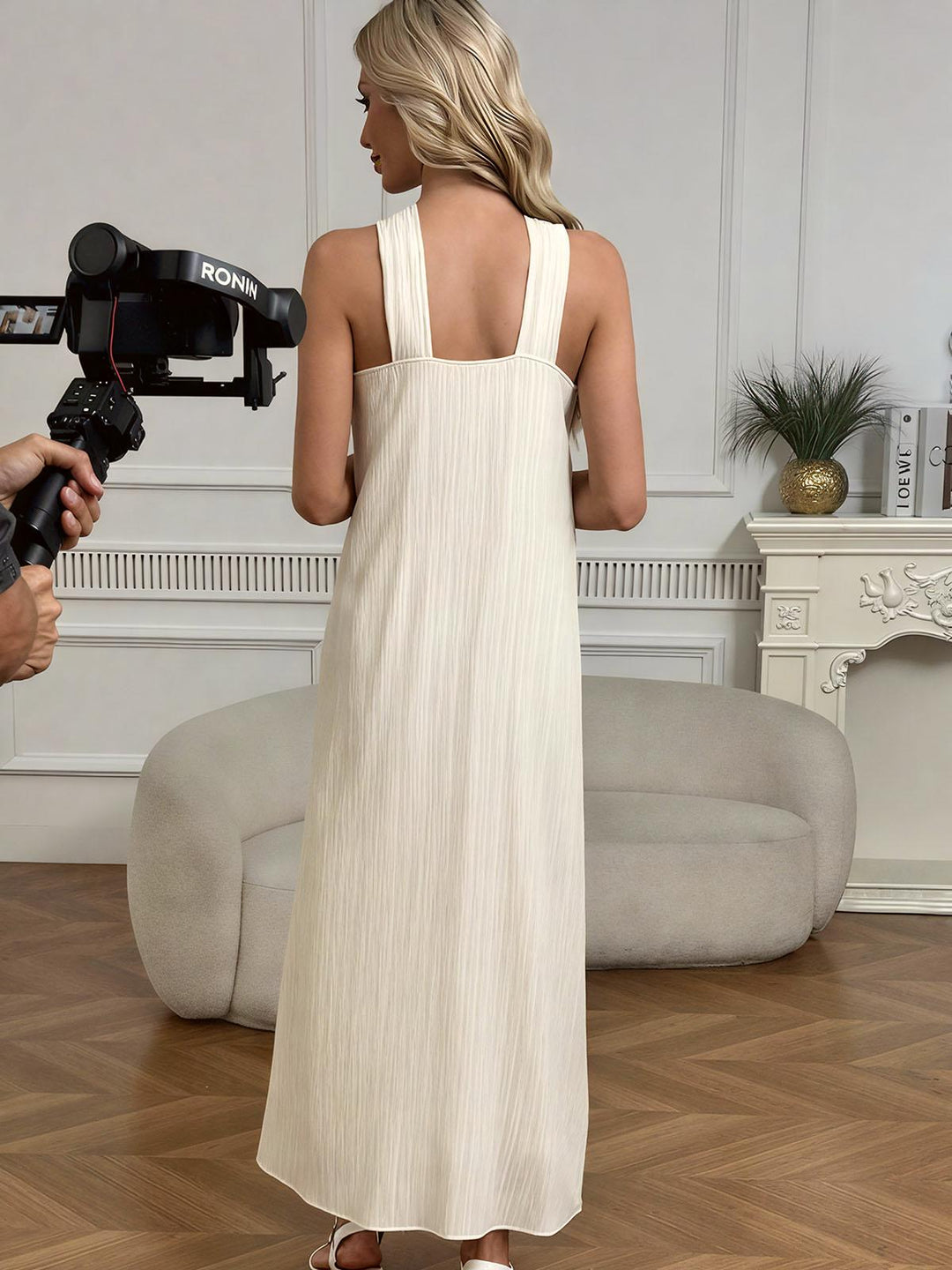 Creamy Halter Long Dress