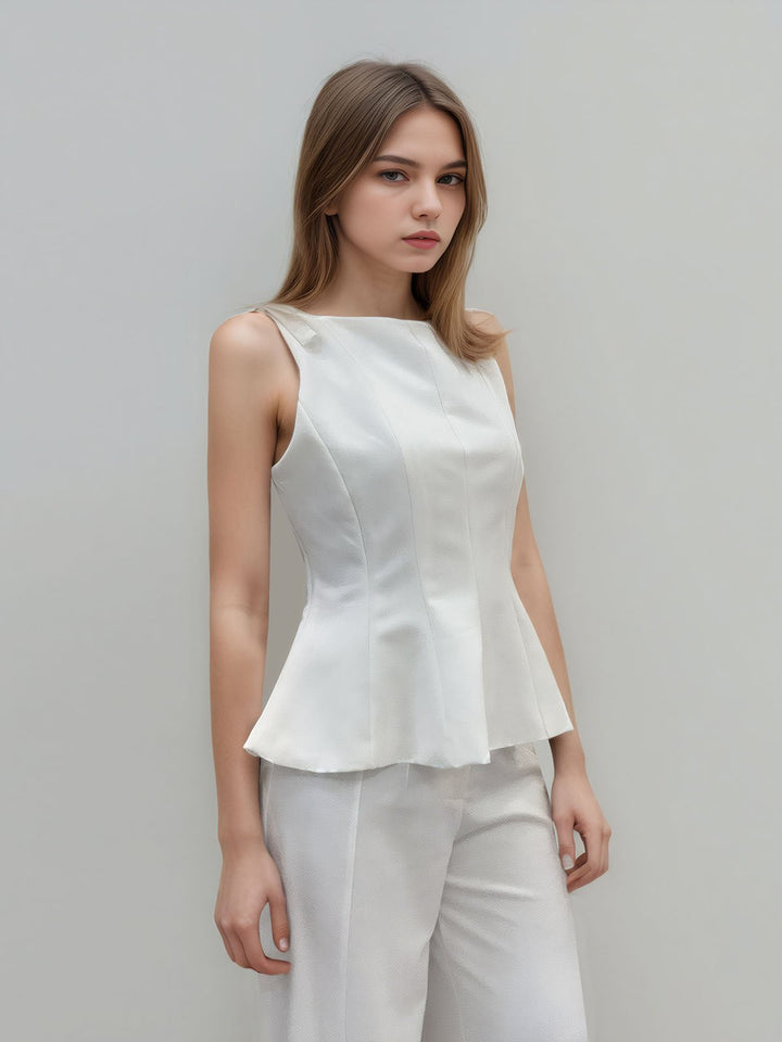 Crew Neck Peplum Tank Top