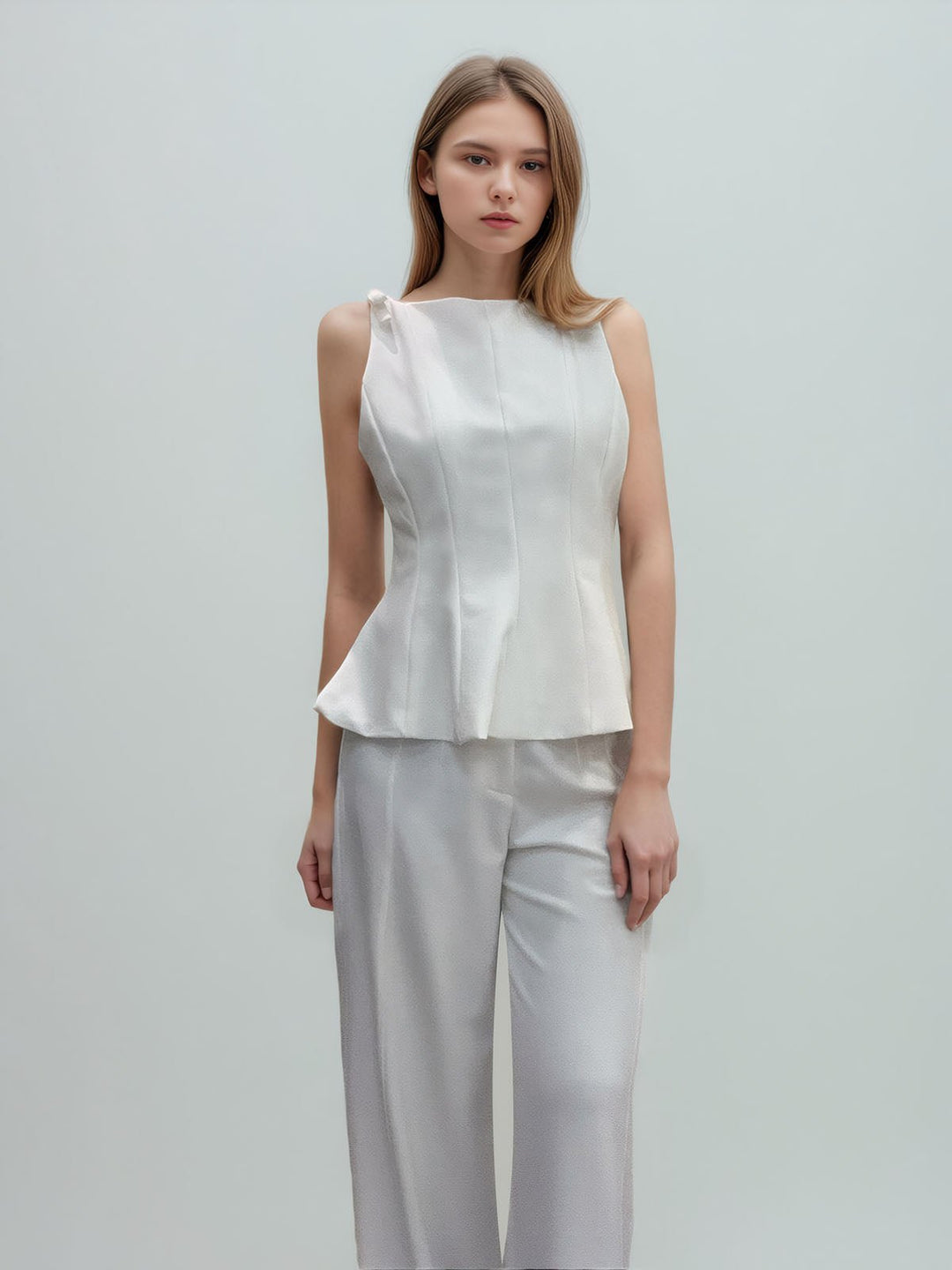 Crew Neck Peplum Tank Top