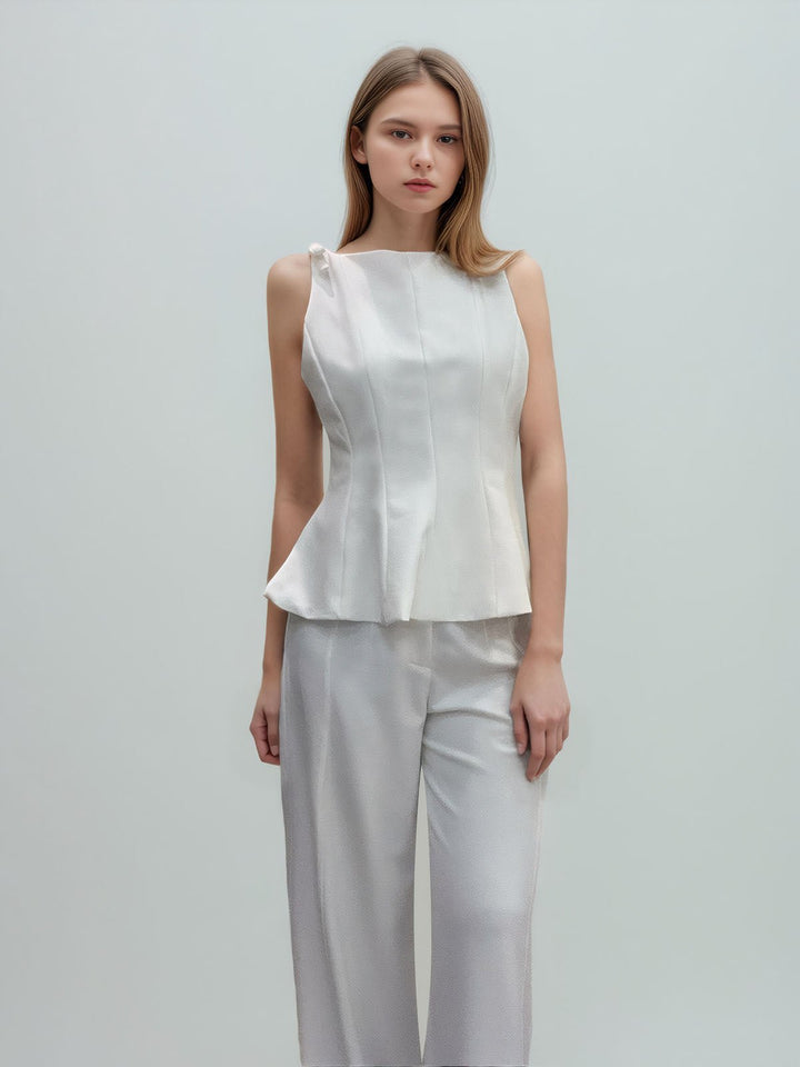 Crew Neck Peplum Tank Top