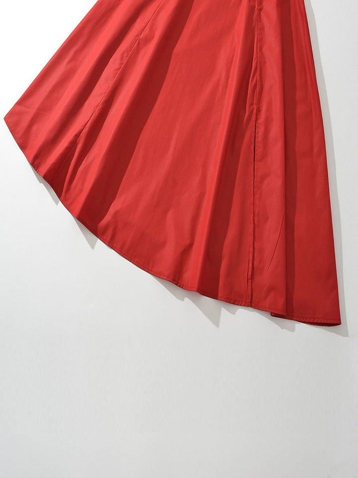 Crimson Elegance Slit Dress