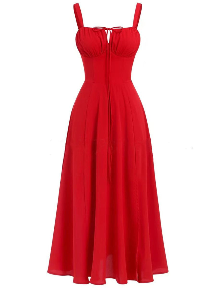 Crimson Elegance Slit Dress