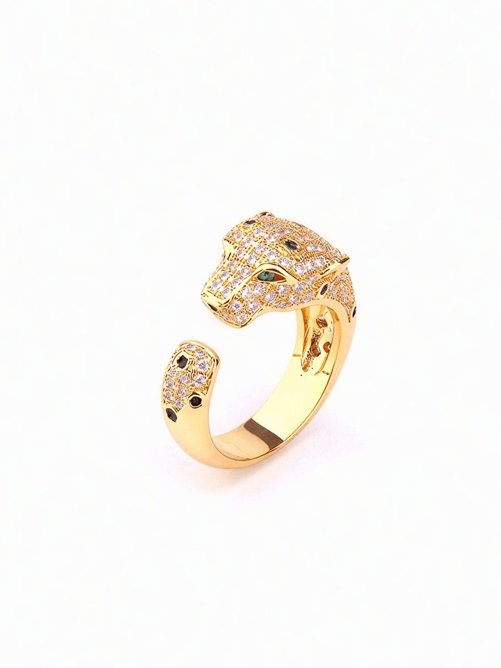Crystal leopard head Ring