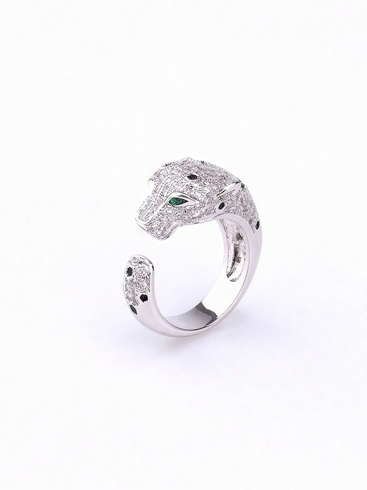 Crystal leopard head Ring
