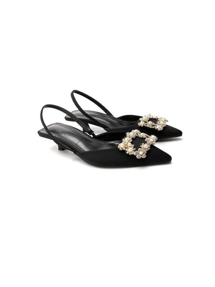 Crystal Square Buckle High Heels Sandals