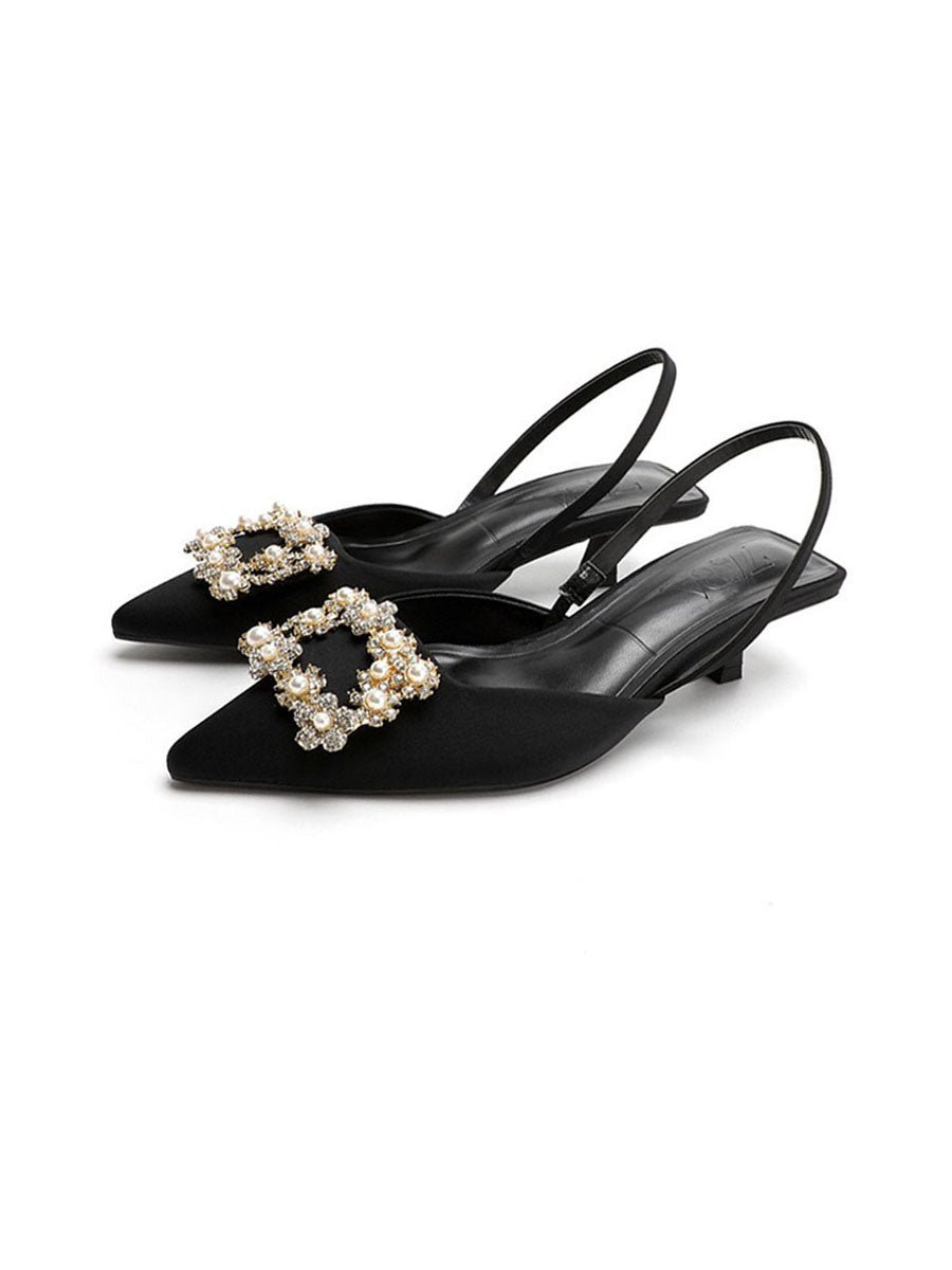 Crystal Square Buckle High Heels Sandals