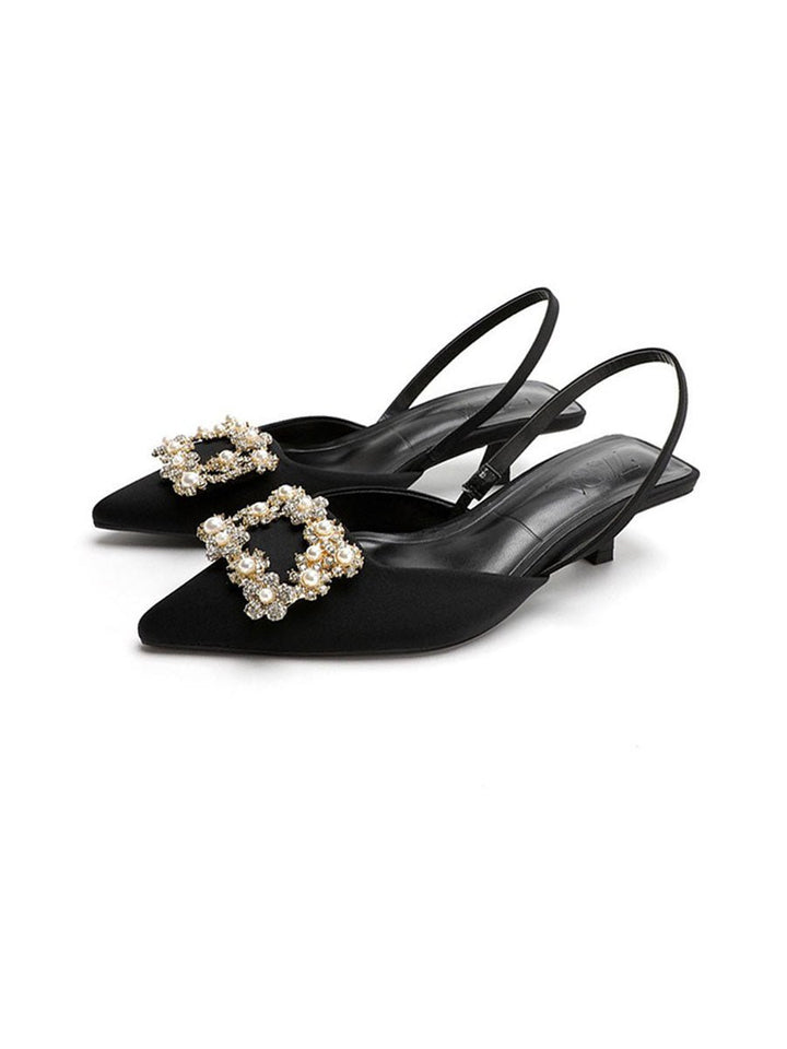 Crystal Square Buckle High Heels Sandals