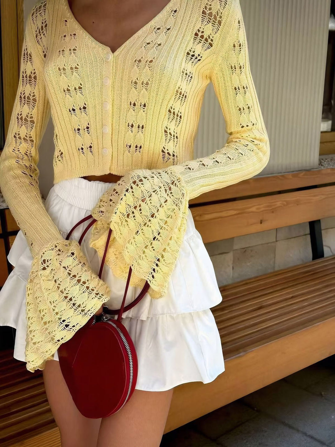 Cutout Long-Sleeve Knitted Top